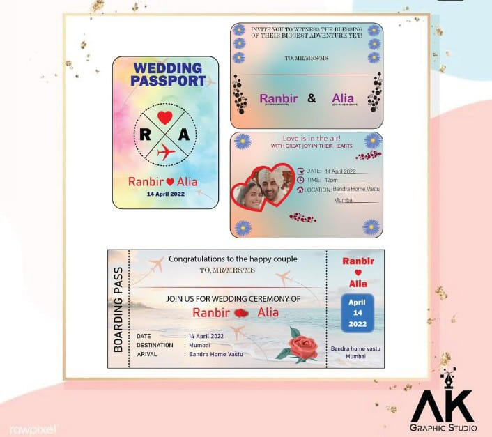 Wedding Invitation Cards In Passport style